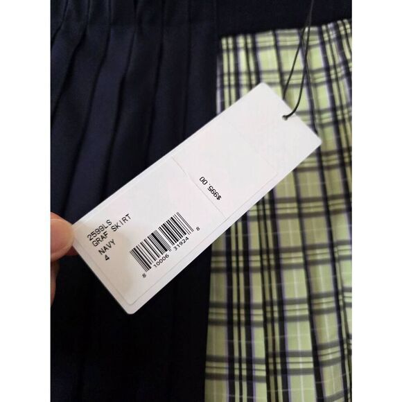 ADEAM Graf Skirt, check & Two Tone Pleated Navy Size 4 NWT $995 - Picture 3 of 10